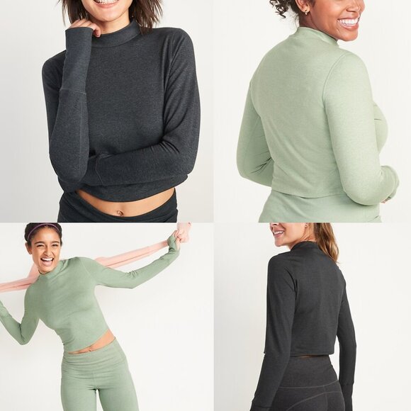 Old Navy Active | CozeCore Long-Sleeve Cropped Rib-Paneled Sweater | L Large - Picture 6 of 6